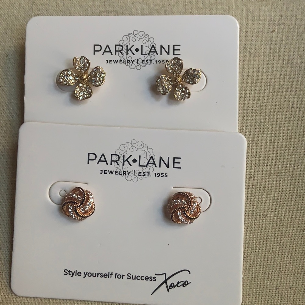 Park Lane Daisy earrings and knottie earrings in rose gold